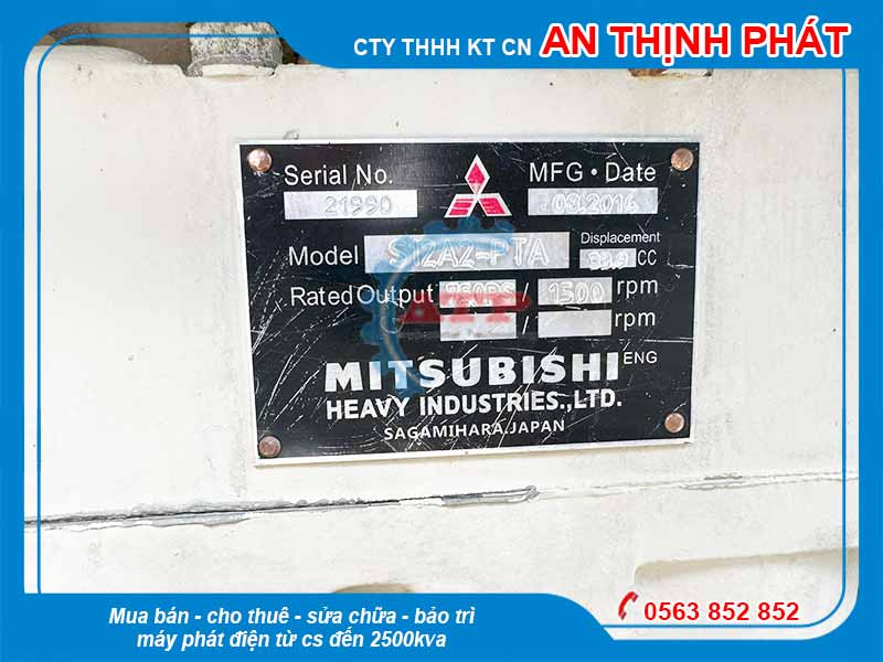 Động cơ máy phát điện Mitsubishi Nhật bãi cũ 800kva 640kw