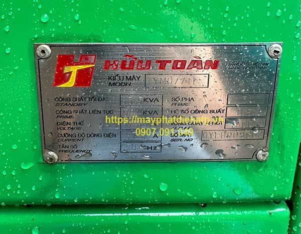 Thông số kỹ thuật máy phát điện Yanmar Hữu toàn YM077 công suất liên tục 60kva